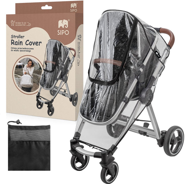 SIPO Regenschutz für Kinderwagen - Wasserdichte 3-in-1 Schutzhülle gegen Regen, Schnee und Wind - Transparent - Universalmodell für die meisten Stadtbuggys und Kinderwagen - Windschutz Kinderwagen - Regenschutz