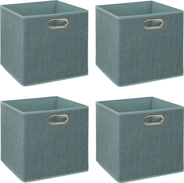 5Five Aufbewahrungskorb/Schrankkorb - 4 Stück - Eisblau - 31 x 31 x 31 cm - 29 Liter - Regalkörbe - Stoff mit verstärktem Boden - Faltbar