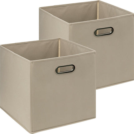 5Five Aufbewahrungskorb/Schrankkorb – 2 Stück – Taupe – 31 x 31 x 31 cm – 29 Liter – Fachkorb – Stoff mit verstärktem Boden – Faltbar
