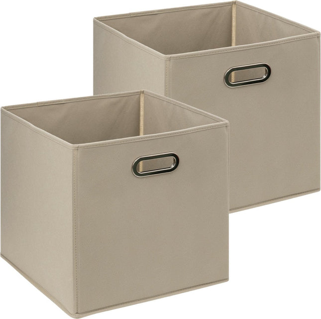 5Five Aufbewahrungskorb/Schrankkorb – 2 Stück – Taupe – 31 x 31 x 31 cm – 29 Liter – Fachkorb – Stoff mit verstärktem Boden – Faltbar