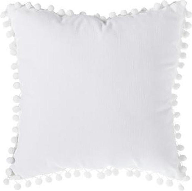 Zierkissen Ellis - Weiß - Zierkissen mit Pompons/Quasten - 40x40 cm
