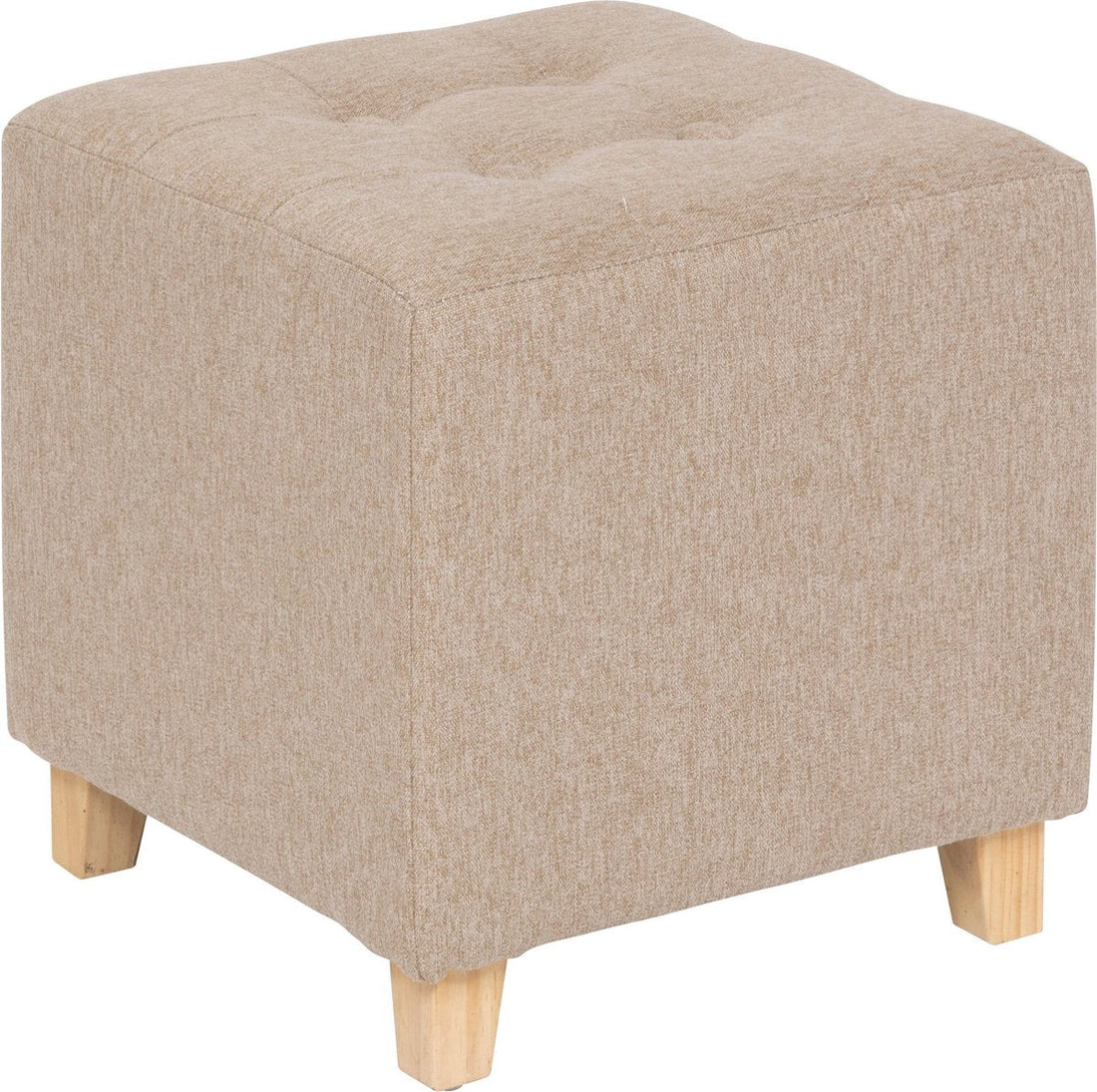Atmosphera Pouf en Velours Leandre - 35x35x35cm - Repose-pieds - Beige