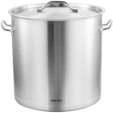 KINGHoff Kochtopf 45 cm Ø, 71 Liter - Professioneller Edelstahl Schmortopf für Großküchen - Für alle Herdarten inklusive Induktion geeignet