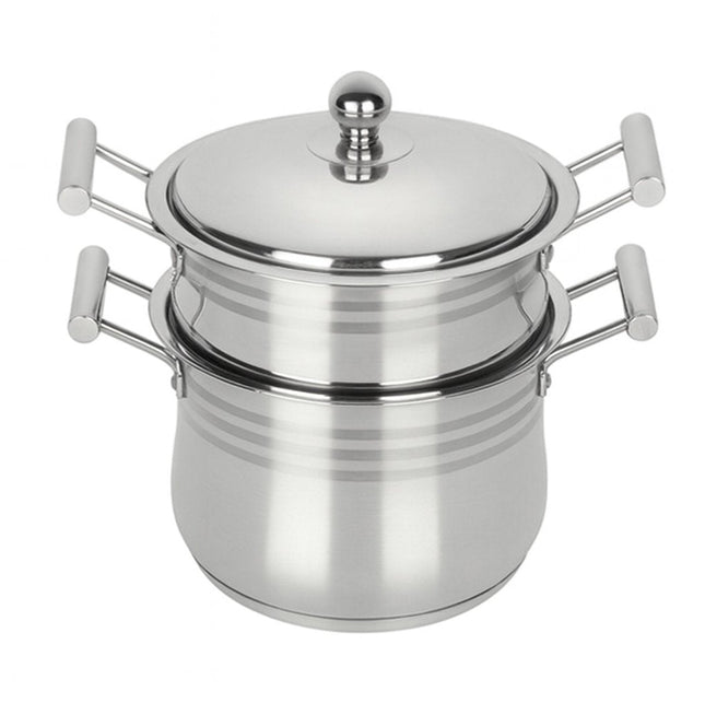 Hakal Couscouspan 12 liter - RVS Pan voor Inductie - PFOA Vrij - Geschikt voor Alle Warmtebronnen - Couscoussier - Stoompan