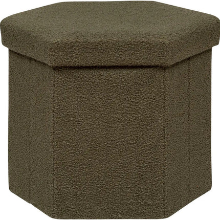 Atmosphera Pouf/Hocker Jako – klappbar/Aufbewahrungsbox 60L – Olivgrün – D40 x H38 cm – MDF/Polyester