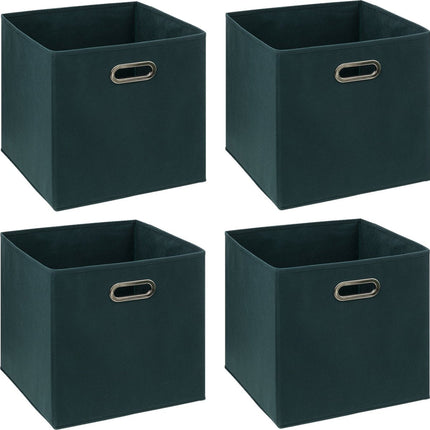 5Five Opbergmand/kastmandje - 4x - Smaragd groen - 31 x 31 x 31 cm - 29 liter - Vakkenkast manden - Stof met versterkte bodem - Opvouwbaar
