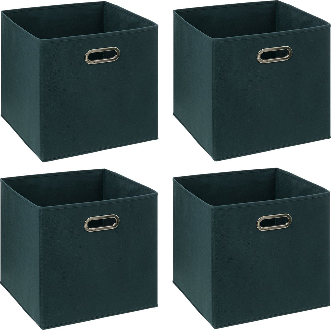 5Five Panier de rangement/panier de placard - 4x - Vert émeraude - 31 x 31 x 31 cm - 29 litres - Paniers de rangement pour étagères - Tissu avec fond renforcé - Pliable