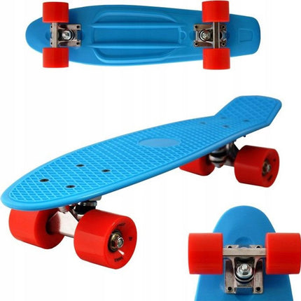 Skateboard – Cruiser Pennyboard 57cm – Leichtgewicht – ABEC-5 – PU-Dämpfer – Rot/Blau
