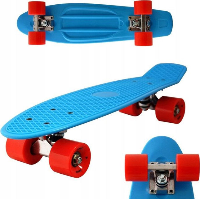 Skateboard – Cruiser Pennyboard 57cm – Leichtgewicht – ABEC-5 – PU-Dämpfer – Rot/Blau