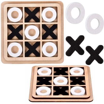 Boter Kaas en Eieren Houten Spel - Tic Tac Toe Strategisch Denkspel - Educatief Spel - 14x14 cm - Portable Tic Tac Toe Game - Hout