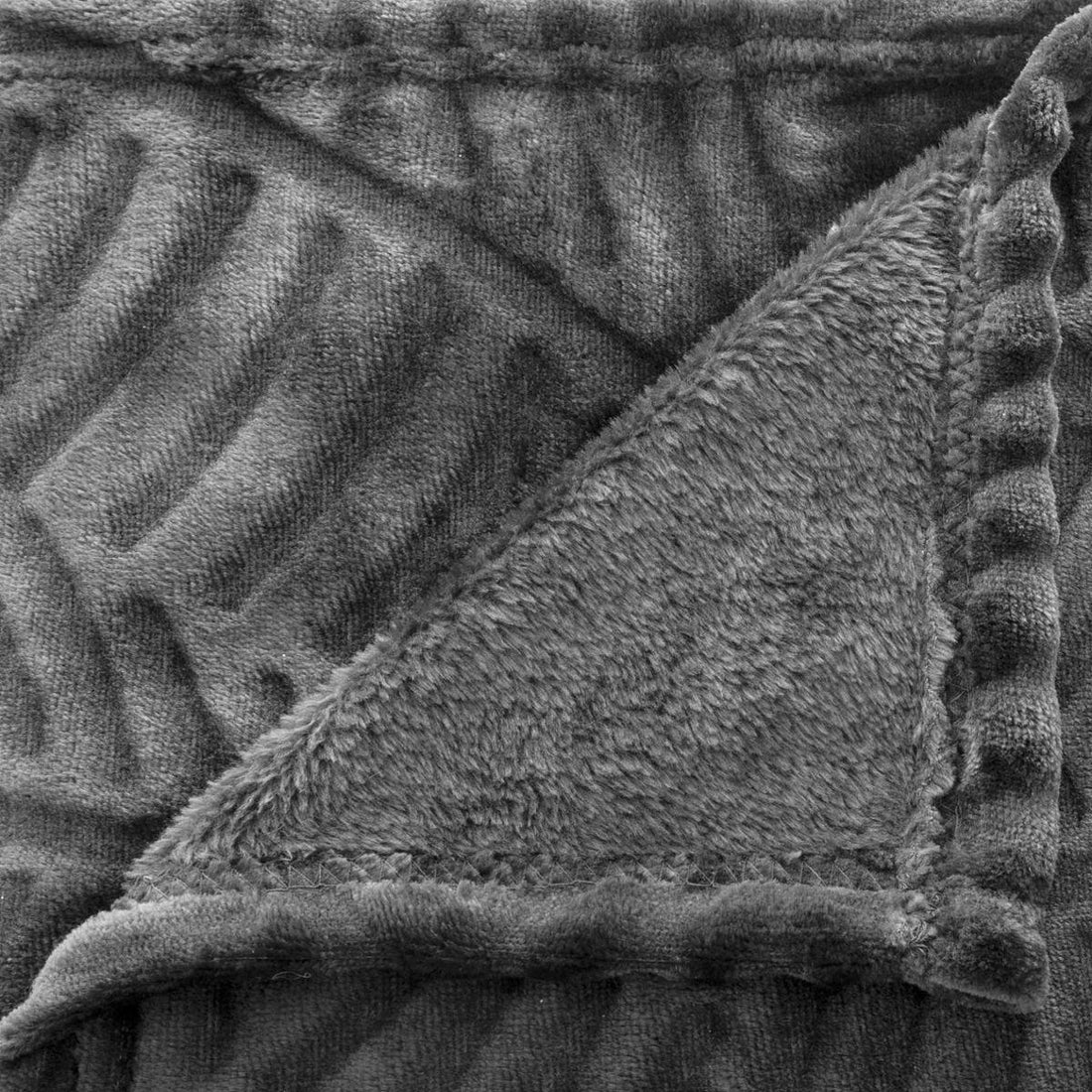 Throw blanket 125 x 150cm | Fleece blanket | with palm leaf pattern | Anthracite grey