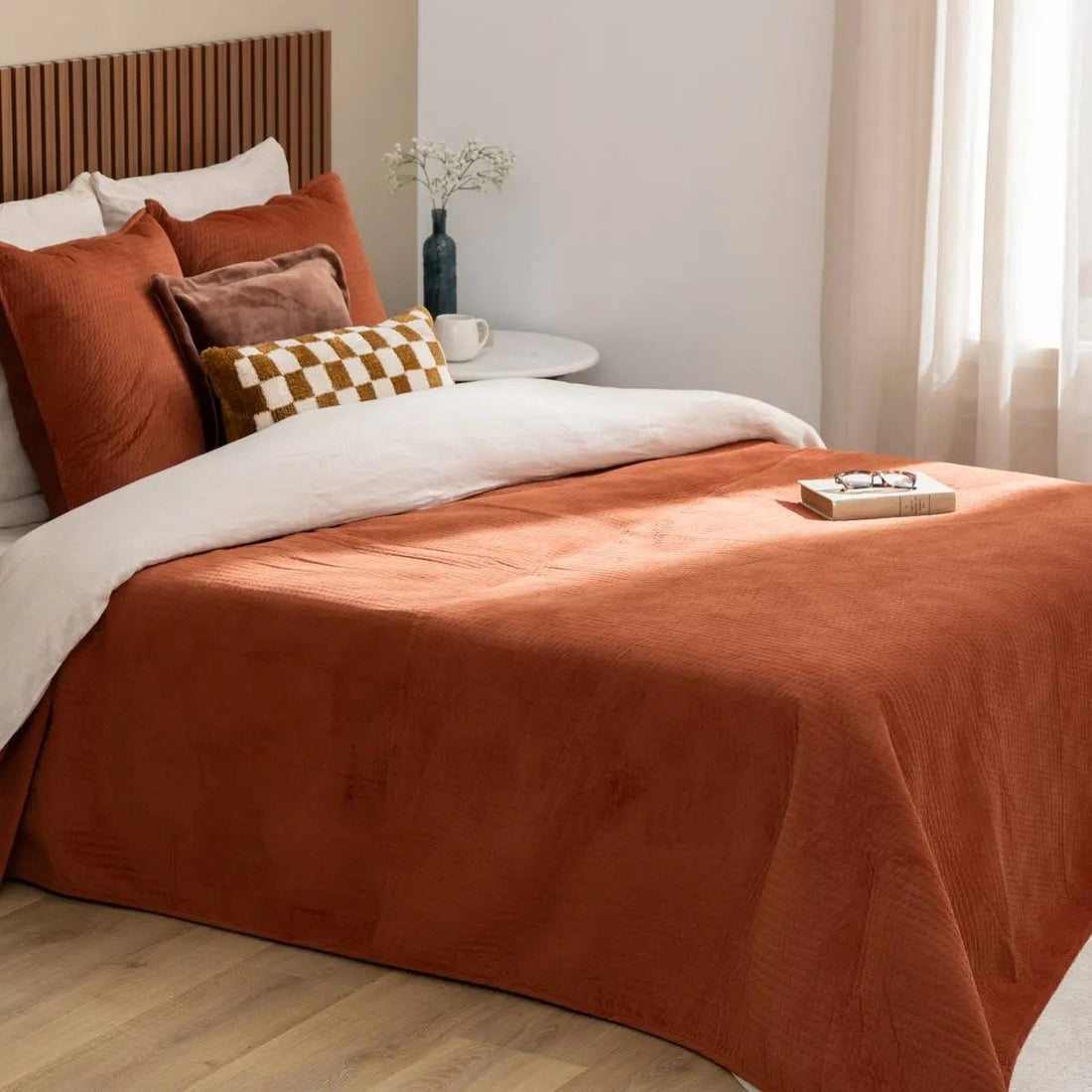 Lilou bedsprei terracotta in Perzische stijl – polyester, 260 x 240 cm