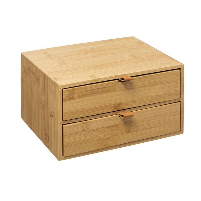 Five® Bamboe bakjes met 2 lades - Hout - Duurzaam - 2 lades (25 x 14,5 x 20)