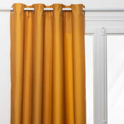 Atmosphera Isolierender Vorhang 140x260cm - Gardine Fensterdekoration - Fertiggardinen mit Haken Ringen - Ockergelb