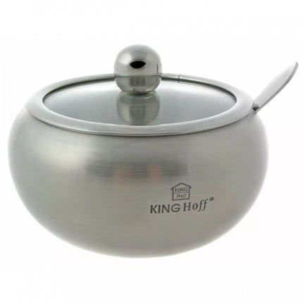 ZUCKERDOSE AUS EDELSTAHL MIT LÖFFEL KINGHOFF KH-3732 SATIN