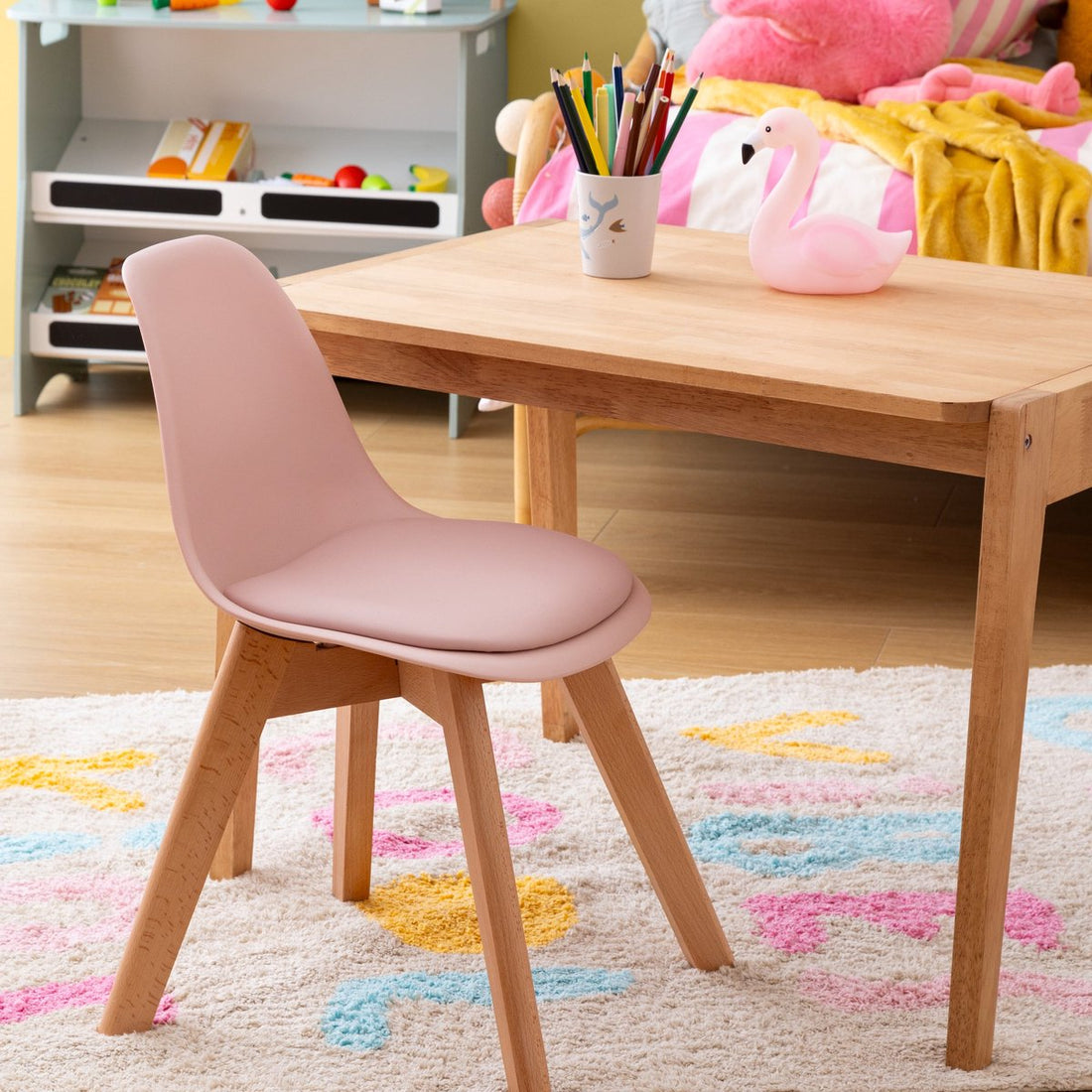 Atmosphera Kids kinderstoel Mini Baya – roze, beukenhout, 55 x 31 x 39 cm