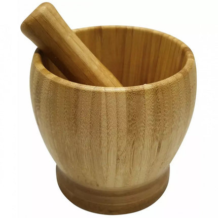 Bambusmörser mit Stößel – 100 % natürlicher Bambus – Kräuter & Pesto – Ø11,5 cm