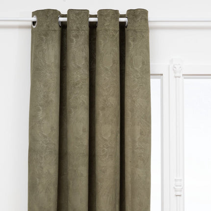 Atmosphera Fujo Verdunkelungsvorhang aus Samt 135x260cm - Fertige Gardinen mit Ösen - Khakigrün