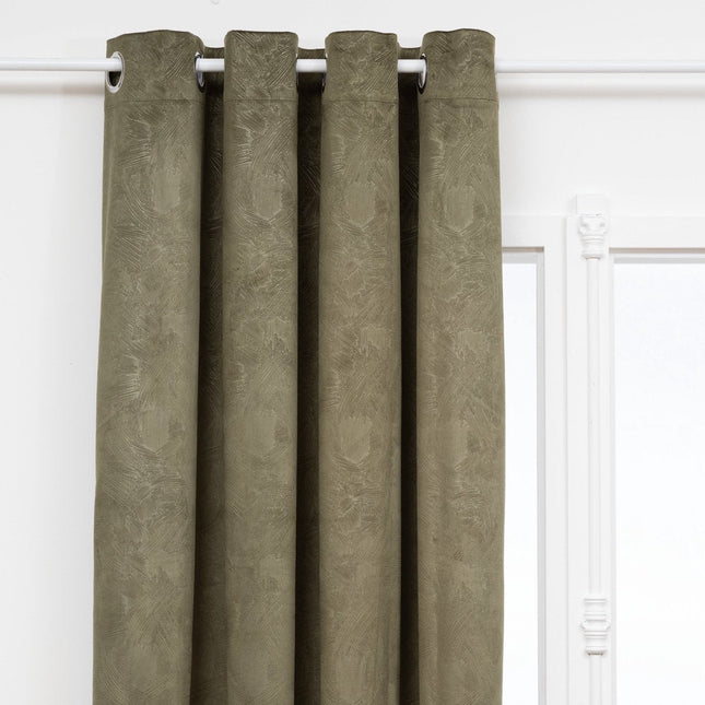 Atmosphera Fujo Verdunkelungsvorhang aus Samt 135x260cm - Fertige Gardinen mit Ösen - Khakigrün