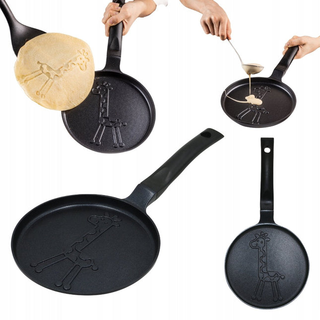 Klausberg KB-7975 Pfannkuchenpfanne - Giraffenmotiv - Ø18 cm - Schwarze Antihaftbeschichtung - Für alle Herdarten einschließlich Induktion geeignet - Giraffe - Motivpfanne