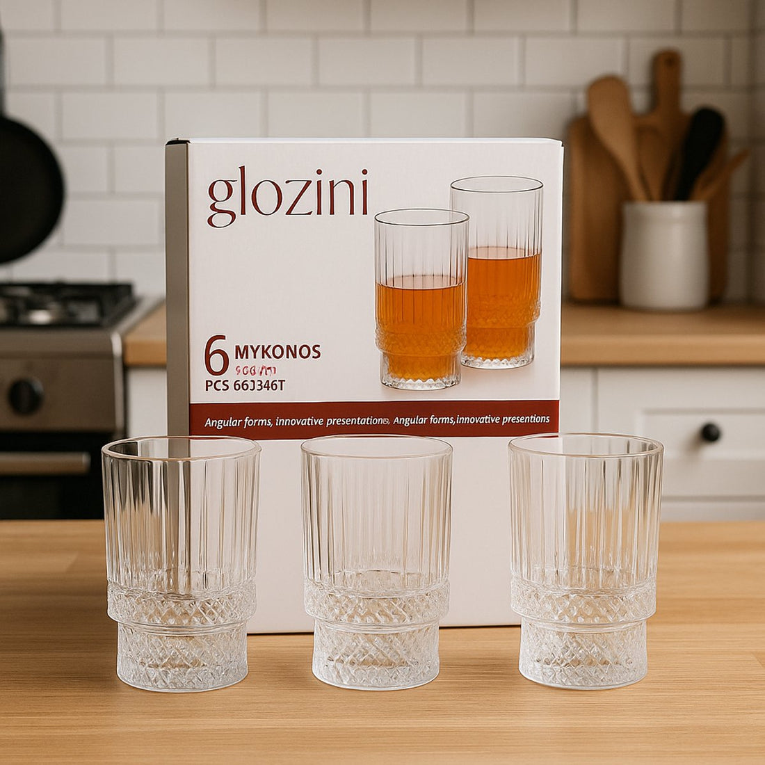 Glozini Mykonos drinkglazen – set van 6, 332 ml, kristallook