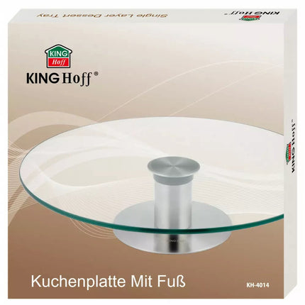 Kinghoff Tortenständer - 1 Etage - Glas und Stahl - Ø30 cm - Modell KH4014 - Kuchenständer - Tortenplatte - Etagere 1-lagig