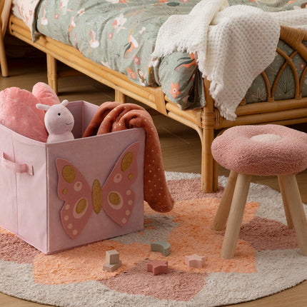 Atmosphera Schmetterling Faltbarer Korb - Aufbewahrungsbox - 29x29x29cm - Rosa