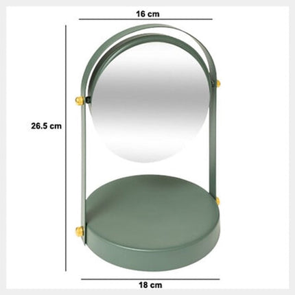 5Five Make-up spiegel met standaard - 18 x 26 cm - metaal - ficus groen - badkamer/kaptafel - draaibaar