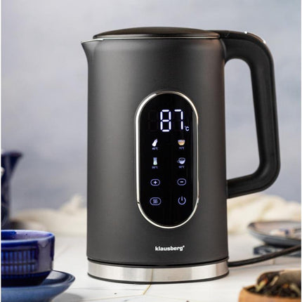 Klausberg KB-7891 Elektrischer Wasserkocher - 1,7L - Schwarz - LED-Bedienfeld - 13 Temperaturstufen - 2200W
