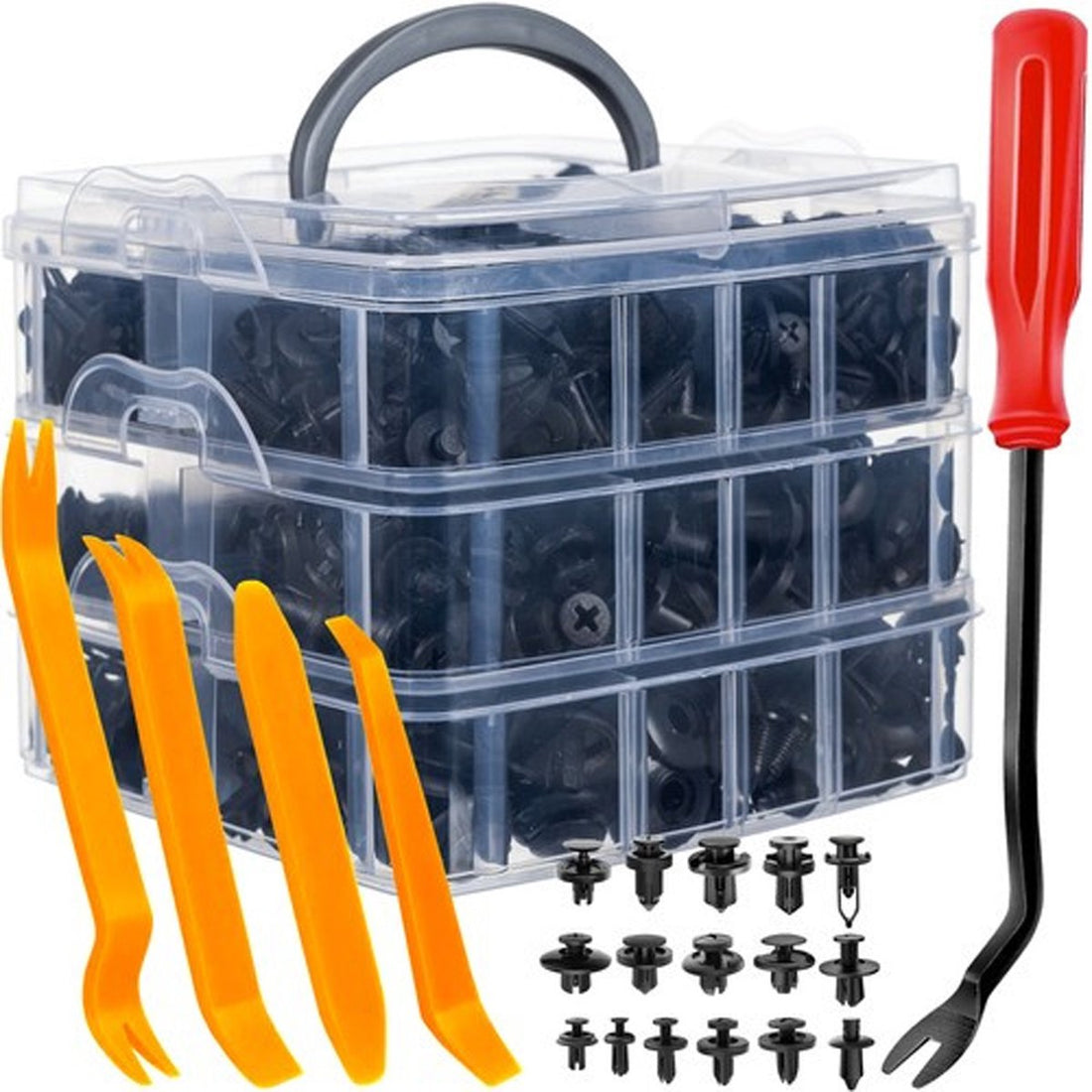Xtrobb Jeu de clips auto - 620 pièces - Clips de fixation universels - Outils de démontage inclus