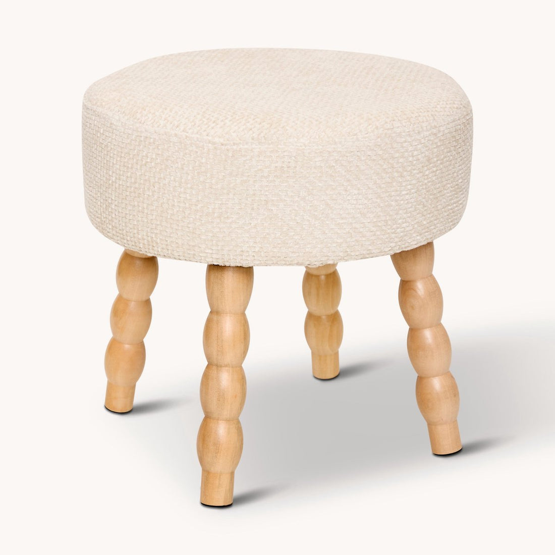 Pouf en velours Atmosphera Spolo - Ø38xH39 cm - Blanc