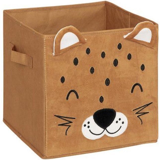 Atmosphera Kids Joey Leoparden-Aufbewahrungsbox mit Ohren – 29x29x29cm – Faltbar – Braun