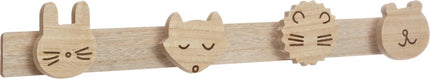 Atmosphera Kindergarderobe Wilde Tiere - Holz - 4 Haken - Kinderzimmer