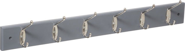 5Five Garderobe - für Wandmontage - Grau - Wandgarderobe mit 6 Haken - MDF/Eisen - 58 x 9 cm