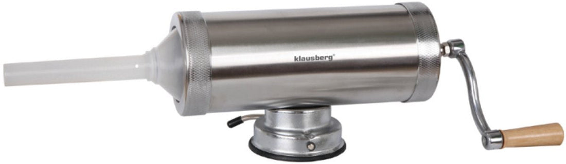 Klausberg Horizontal Sausage Stuffer - Meat Filler - 2.5 kg Capacity - Stainless Steel - With Suction Cup and 3 Nozzles - KB-7925