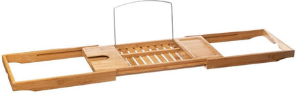 Luxe bamboe badplank uitschuifbaar/verstelbaar 70-105 x 22 x 4 cm - Houten plank voor het bad