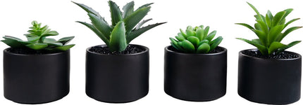 Atmosphera Kunstplant - Nepplant - Zwart - Set van 4 - Voor Binnen - Met Pot