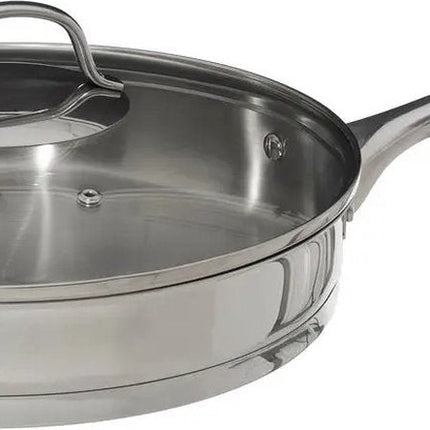 Secret de Gourmet - Hapjespan met deksel - Alle kookplaten/warmtebronnen geschikt - zilver - Dia 28 cm