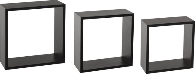 Atmosphera Wandbox Set aus 3 – Schwarz – Wandelement – Standplatte – Holz