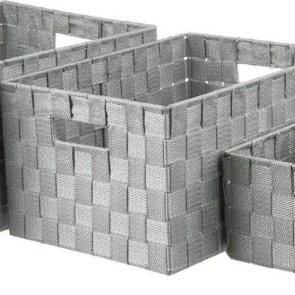 Gevlochten opbergmanden - Set van 4 - polyester - grijs - kast-organisers - opbergen