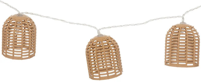Atmosphera Solar-Gartenlaternen Lichterkette - natur - Rattan-Kunststoff - 355 cm - Outdoor - LED-Licht