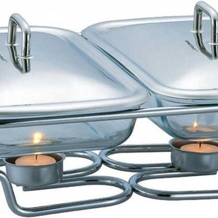 Kinghoff 1412 - dubbele warmhoudschaal - rechaud - RVS