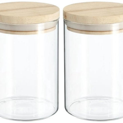 Secret de Gourmet Vorratsdose - 4er Set - Vorratsglas - 600 ml - Glas - mit Holzdeckel - Lebensmittel - Küche