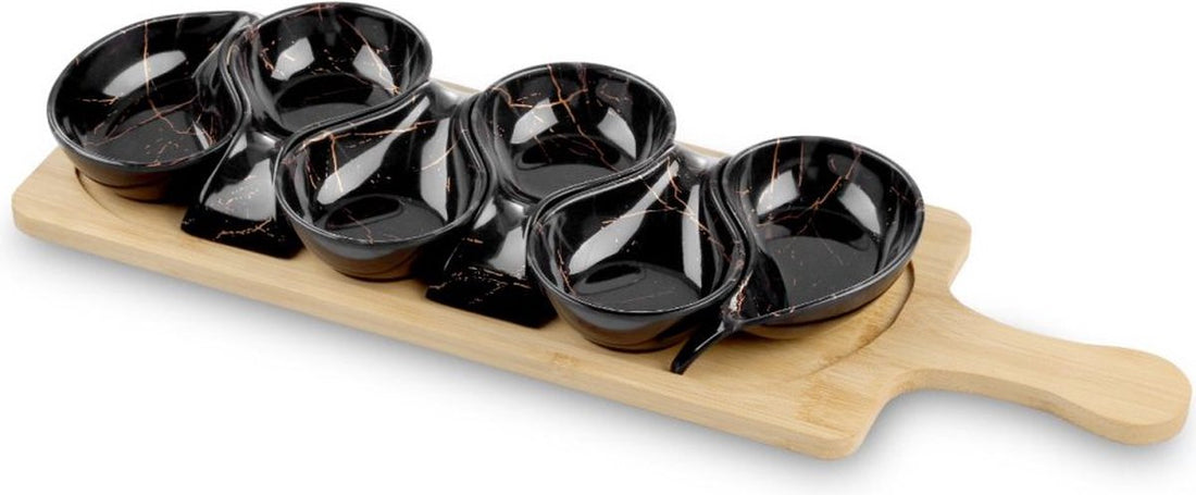 Appetizer Serving Board with 6 bowls – marble look