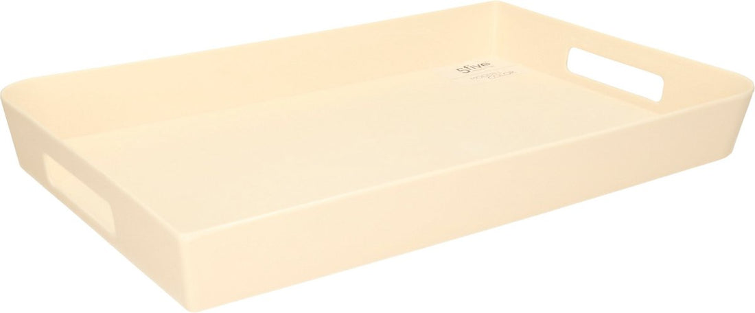 Plateau/plaque de service rectangulaire - blanc crème avec poignées - 45 x 30 cm