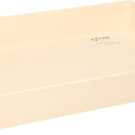 Tablett/Servierplatte rechteckig 35 x 25 cm beige/creme mit Griffen