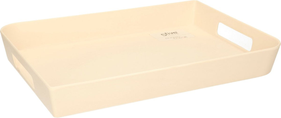 Plateau de service rectangulaire 35 x 25 cm beige/crème avec poignées