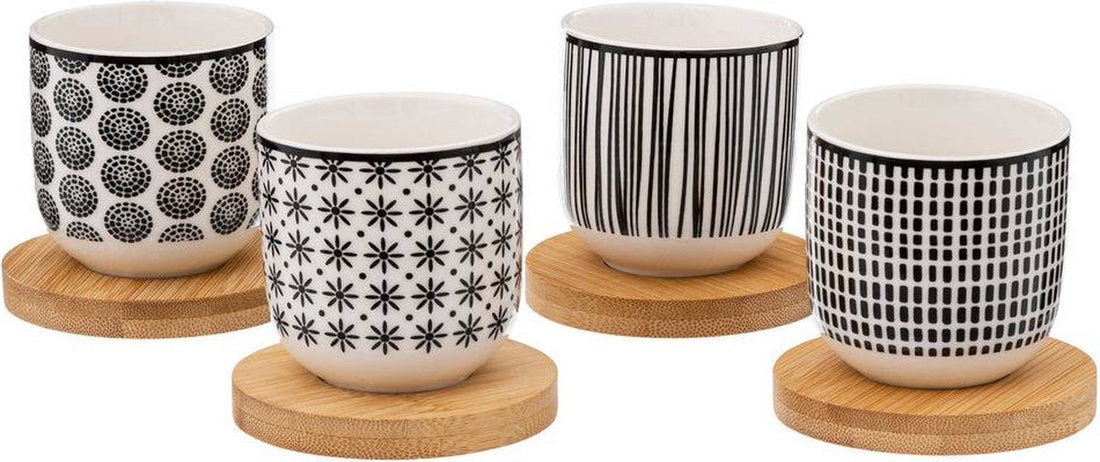 Set de 4 tasses Bohemia 10 cl - Noir & Blanc