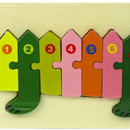 Leantoys Holzpuzzle Krokodil Zahlen - Lernspiel Zählen 1 bis 10 - Holzklötze Puzzlespielzeug 3+ - Zählen lernen - Spielzeug - Holz - Geschenktipp