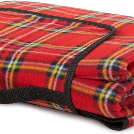 Picknickkleed - 200 x 150 cm - Rood geruit - met handvat - waterafstotende onderkant